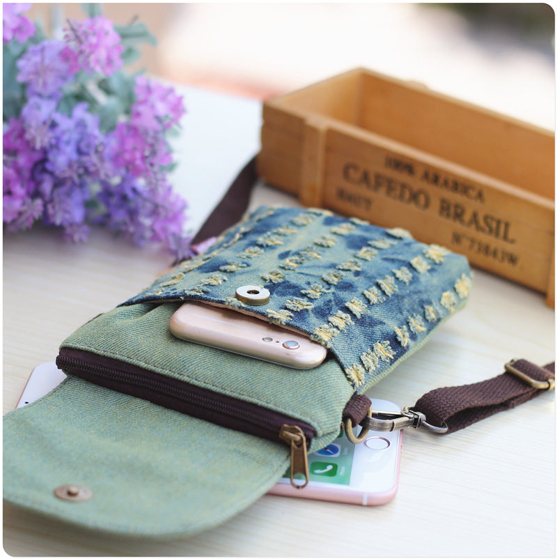 Women's & Men's & Trendy Ripped Model Denim Large Phone Bags