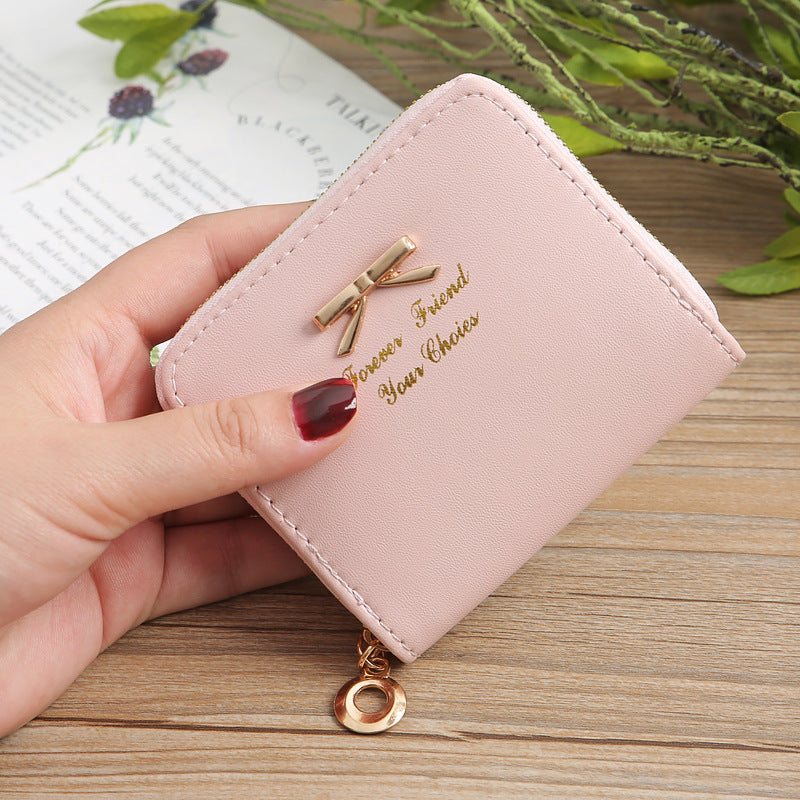 Korean Style Fashion Bow Mini Zipper Ladies Wallets