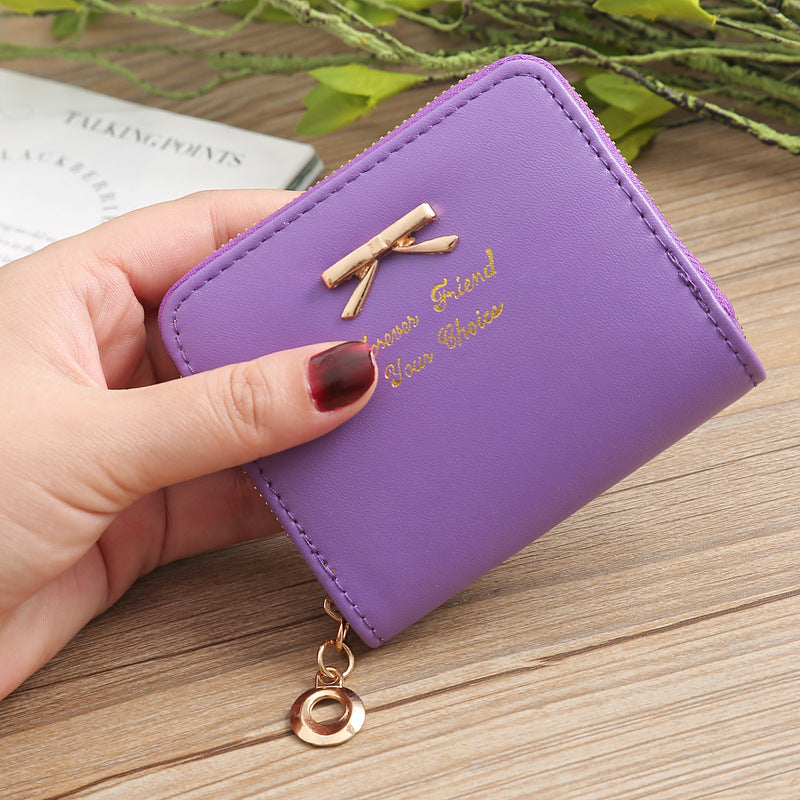 Korean Style Fashion Bow Mini Zipper Ladies Wallets