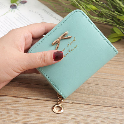 Korean Style Fashion Bow Mini Zipper Ladies Wallets