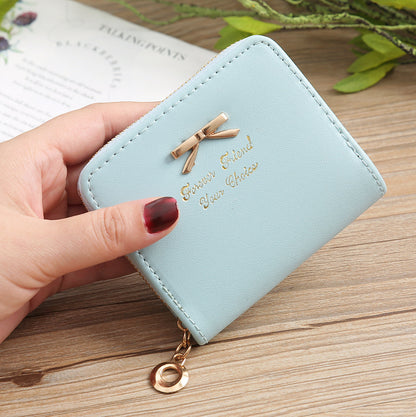 Korean Style Fashion Bow Mini Zipper Ladies Wallets