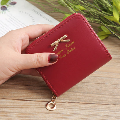 Korean Style Fashion Bow Mini Zipper Ladies Wallets