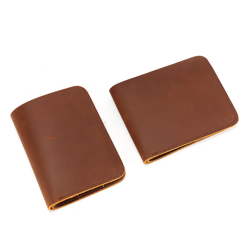 Men's Horse Leather Genuine Short Horizontal First Men's Wallets