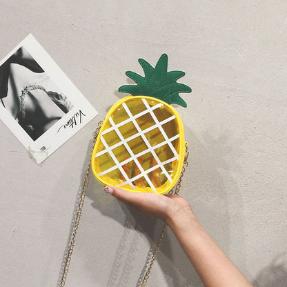 Women's Summer Fashion Personalized Transparent Jelly Pineapple Shoulder Bags