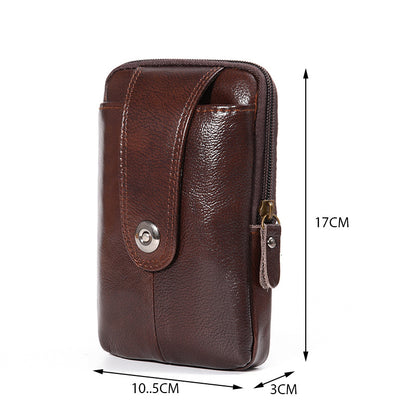 Men's Cell Leather Vertical Business Multifunction Change Men's Waist Packs