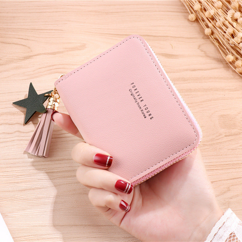 Women's Short Mini Multifunctional Zipper Leather Ladies Wallets