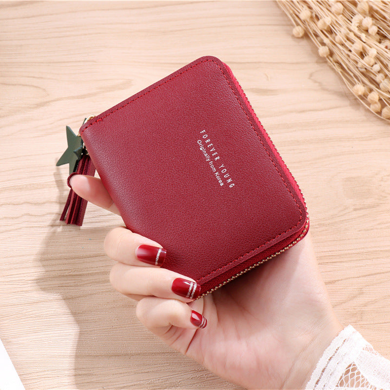 Women's Short Mini Multifunctional Zipper Leather Ladies Wallets