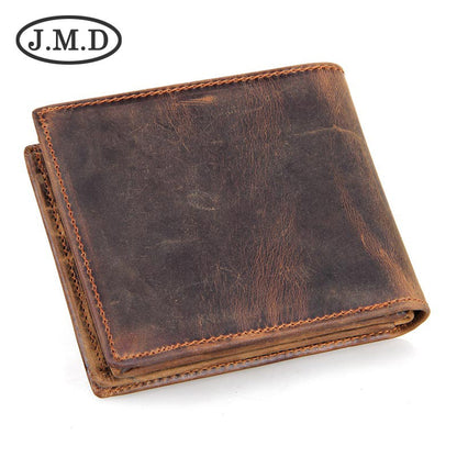 Men's Vintage Crazy Horse Leather Short Men's Wallets