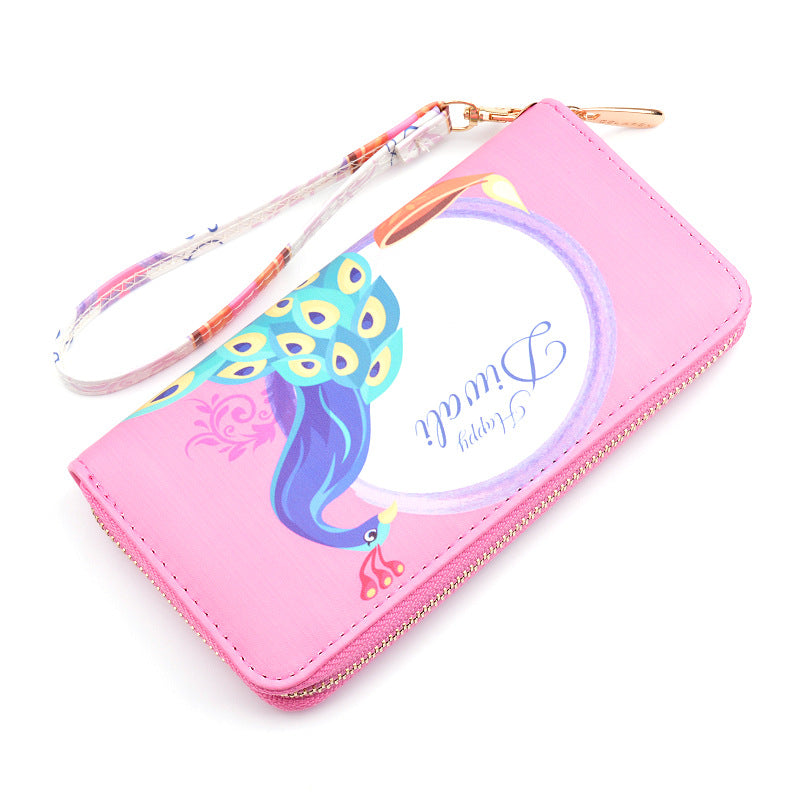 Women's Zip Fashion Printed Large Capacity Change Ladies Wallets