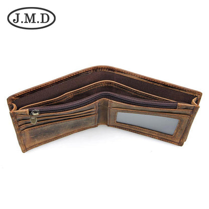 Men's Vintage Crazy Horse Leather Short Men's Wallets