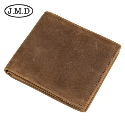 Men's Vintage Crazy Horse Leather Short Men's Wallets