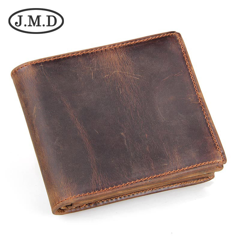 Men's Vintage Crazy Horse Leather Short Men's Wallets