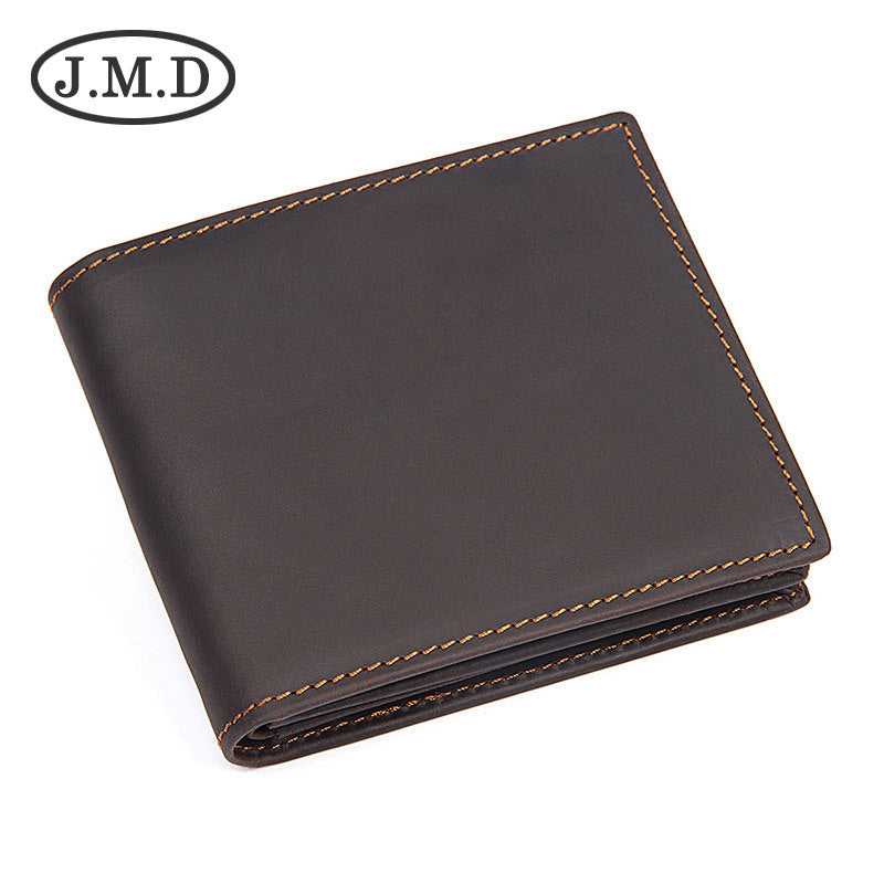 Men's Vintage Crazy Horse Leather Short Men's Wallets