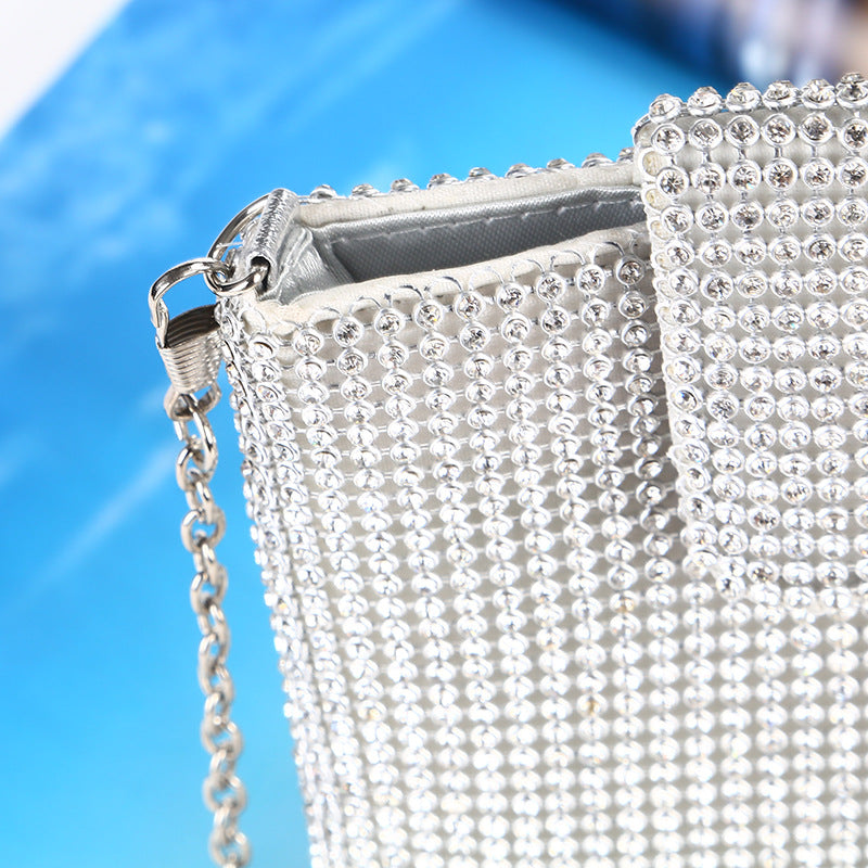 Women's Mobile Chain Rhinestone Vertical Party Phone Bags