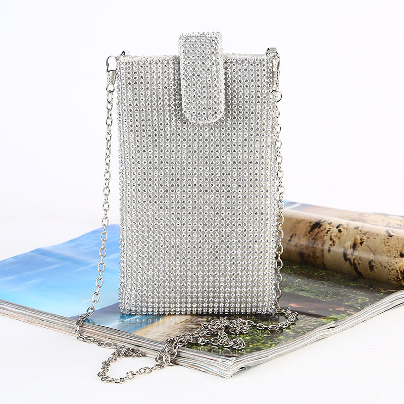 Women's Mobile Chain Rhinestone Vertical Party Phone Bags