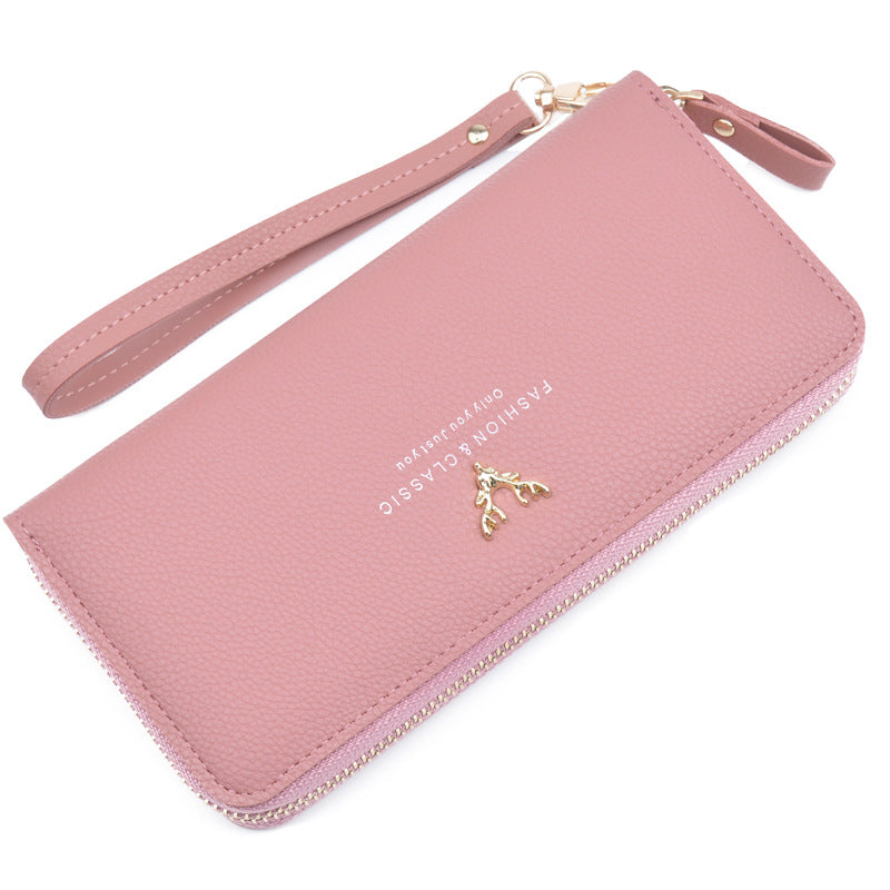 Women's Large Capacity Zipper Fashion Simple Lychee Pattern Ladies Wallets