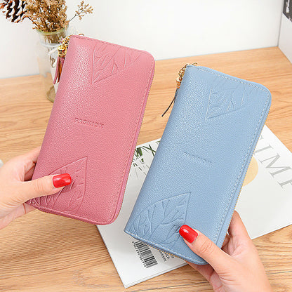 Women's Long Zipper Hand Maple Leaf Tassel Ladies Wallets