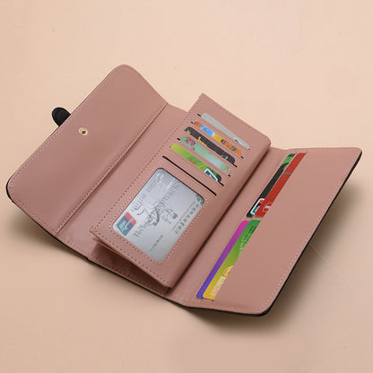 Women's Fashion Oil Wax Leather Three Fold Ladies Wallets