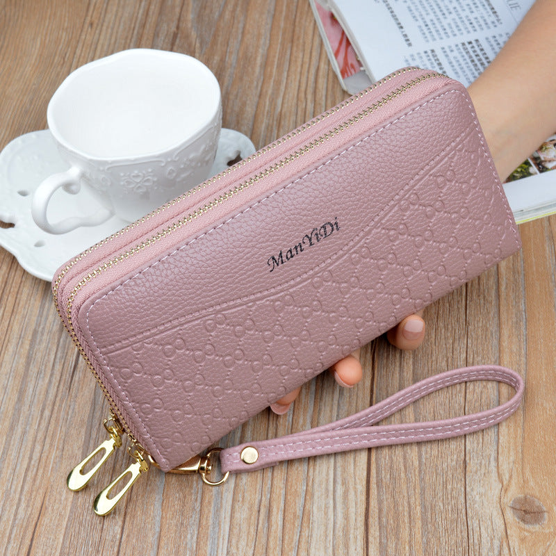 Women's Long Double Zip Clutch Large Capacity Layer Soft Leather Ladies Wallets