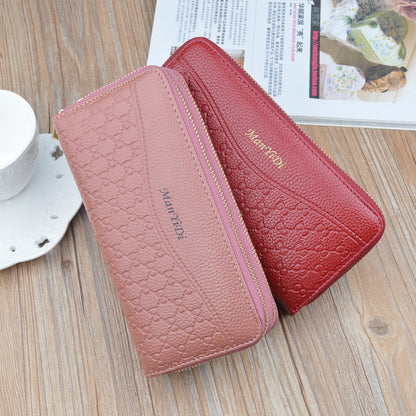 Women's Long Double Zip Clutch Large Capacity Layer Soft Leather Ladies Wallets