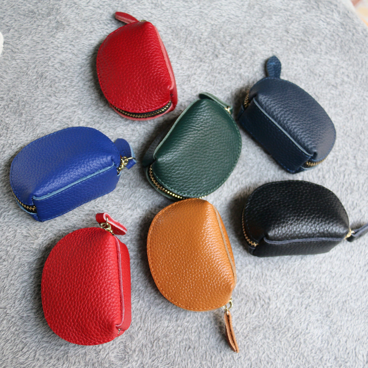 Women's Simple Retro Mini Cowhide Genuine Leather Coin Purses