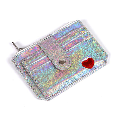 Women's Zip Laser Heart-shaped Embroidery Cute Ladies Wallets