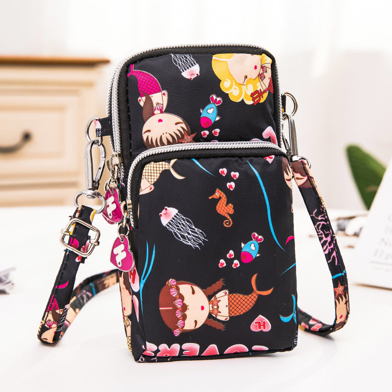 Women's Korean Style Mobile Packaging Zipper Printed Phone Bags