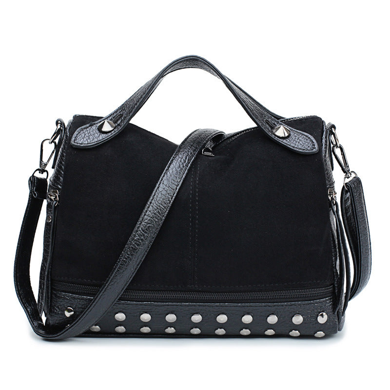 Women's Rivet Fashion Frosted Motorcycle Large Handbags