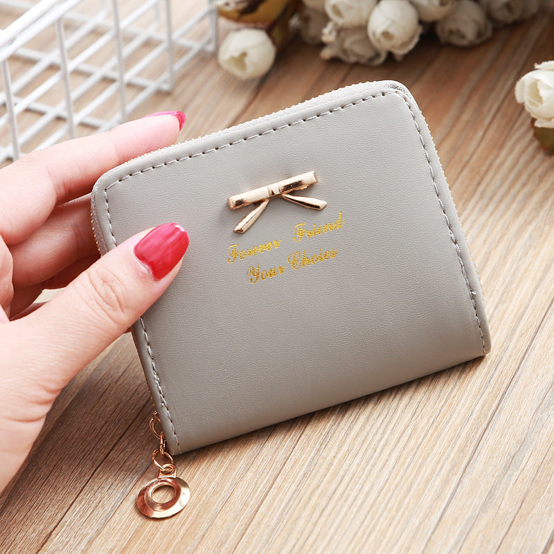 Korean Style Fashion Bow Mini Zipper Ladies Wallets