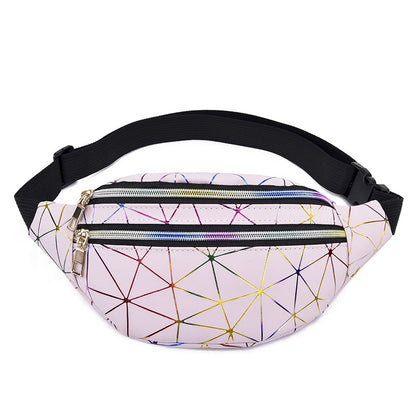 Multilayer Fashion Laser Bright Leather Unisex Men's Waist Packs