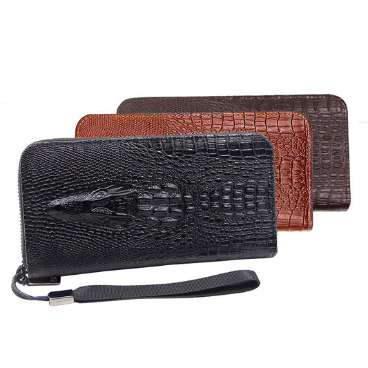 Pochette pour homme Business Fashion Motif crocodile Grands portefeuilles pour hommes