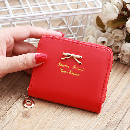 Korean Style Fashion Bow Mini Zipper Ladies Wallets