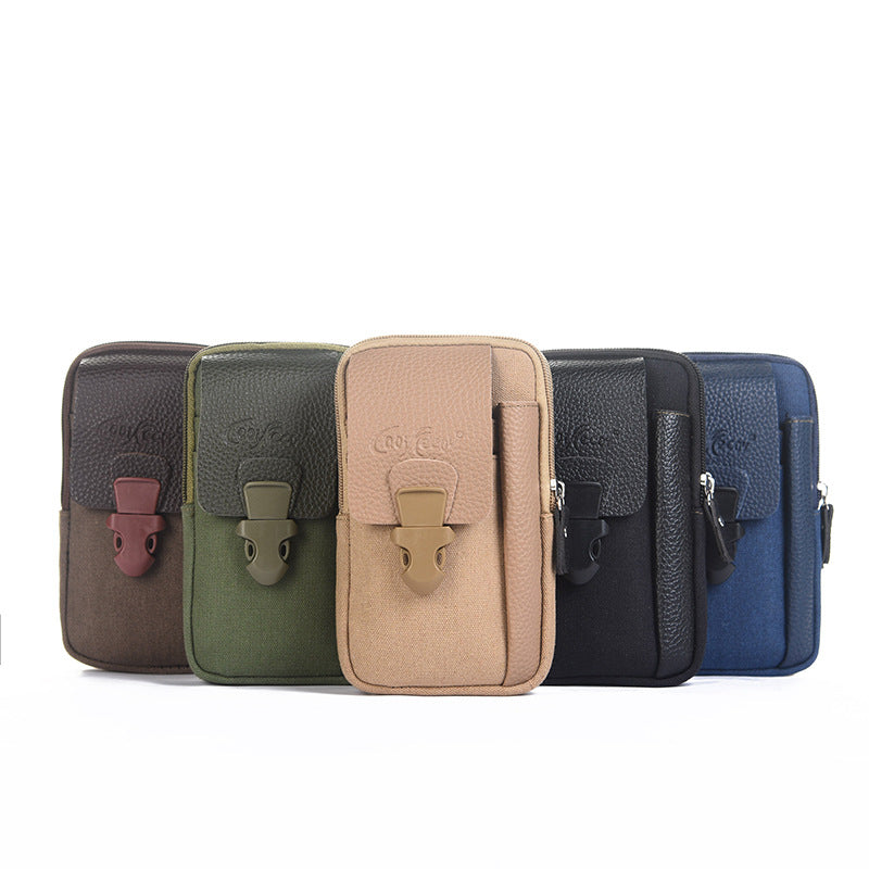 Trendy Fashion Leather Mobile Storage Vertical Men's Waist Packs