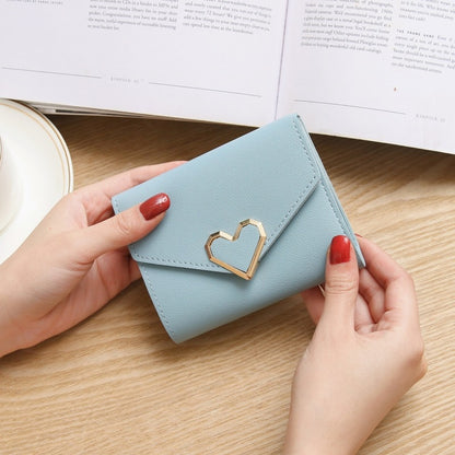 Women's Vintage Little Fresh Metal Heart-shaped Short Ladies Wallets