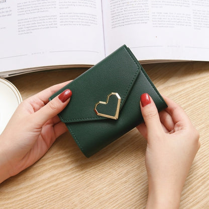 Women's Vintage Little Fresh Metal Heart-shaped Short Ladies Wallets