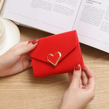 Women's Vintage Little Fresh Metal Heart-shaped Short Ladies Wallets