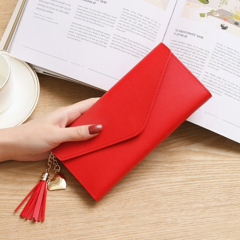 Women's Heart-shaped Pendant Simple Fashion Fresh Lychee Ladies Wallets