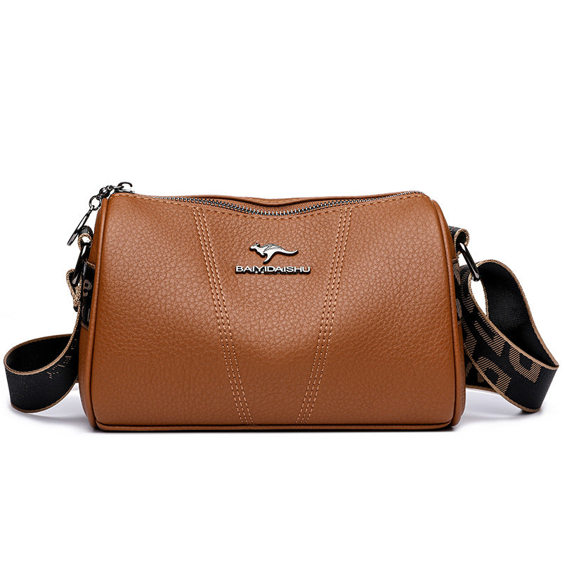 Female Leather Pillow Fashion Simple Wide Shoulder Bags