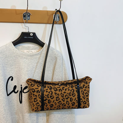 Women's High-grade Suede Underarm Popular Commuter Leopard Shoulder Bags