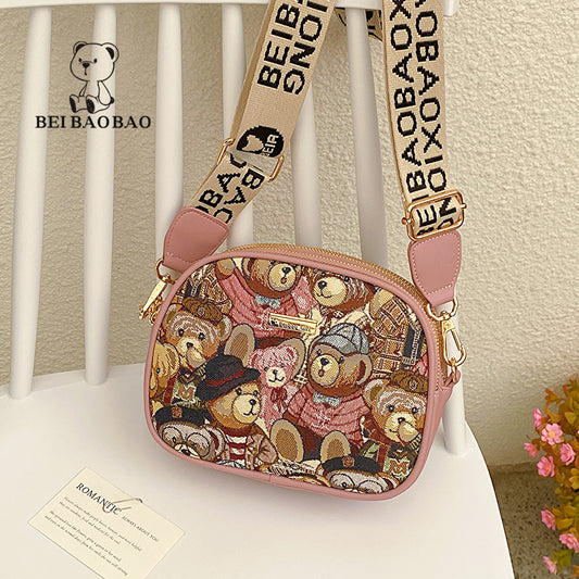 Women's Fashion Source Bear Small Round Crossbody Bags