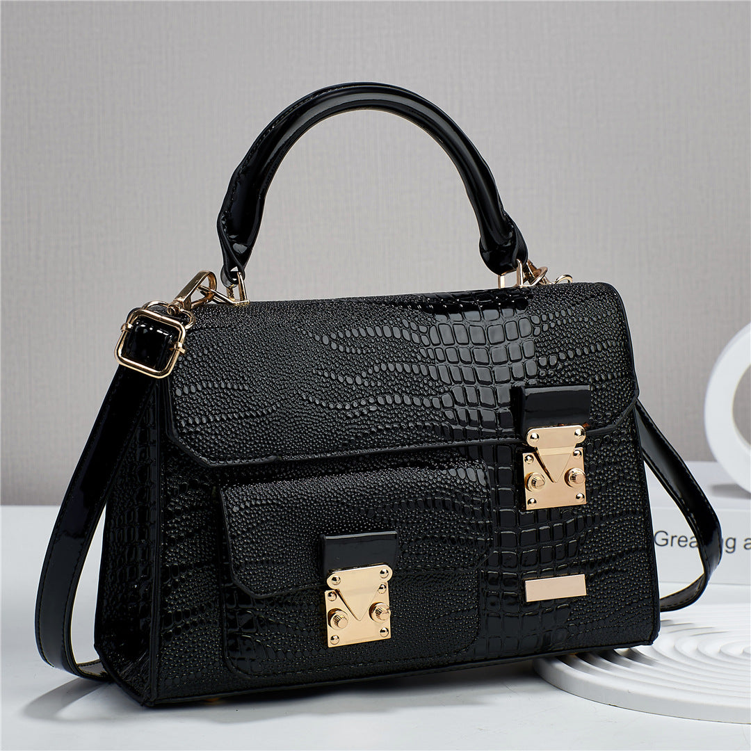 Women's Fashionable Korean Style Crocodile Pattern Simple Handbags