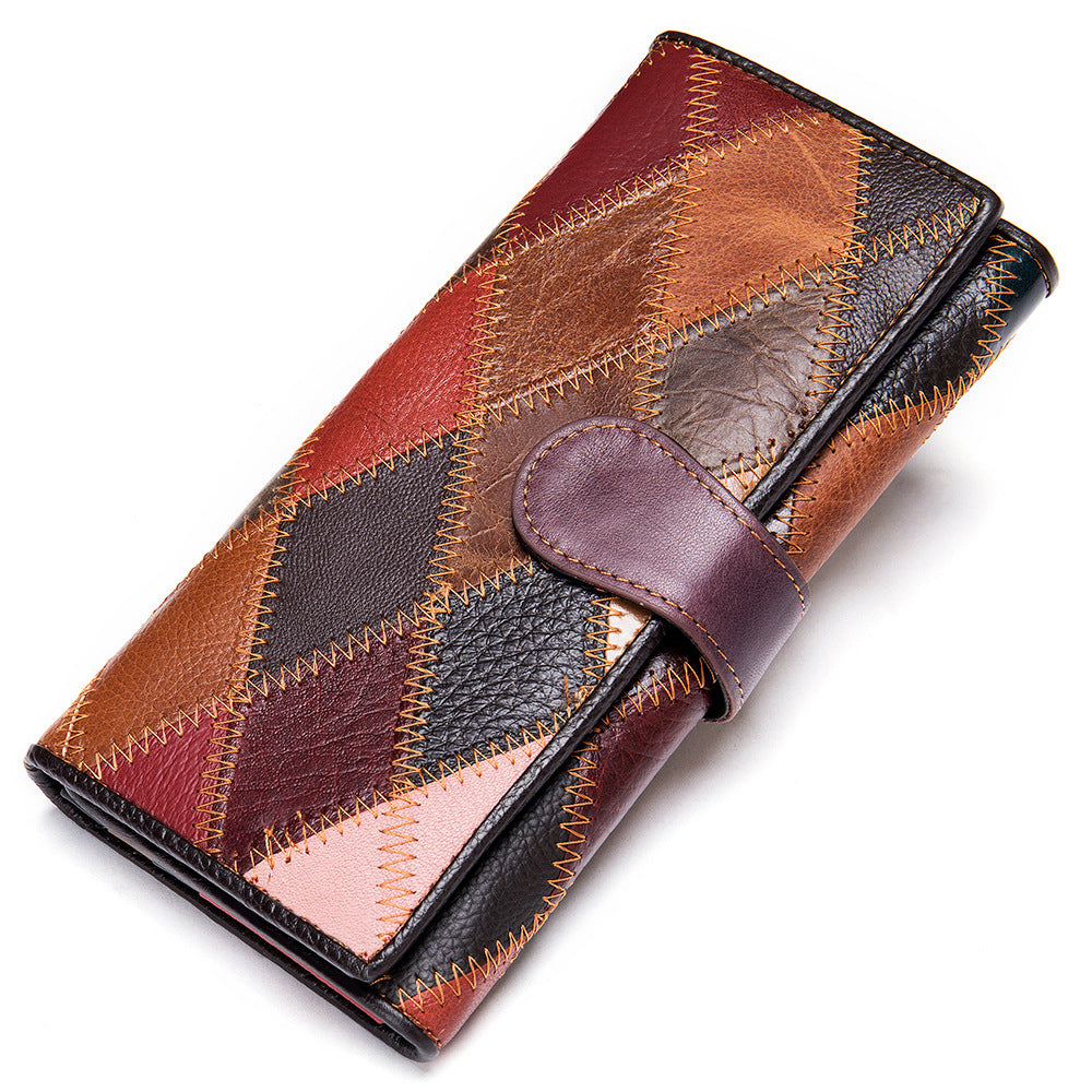 Women's High-grade Leather Large Three-fold Cowhide Ladies Wallets