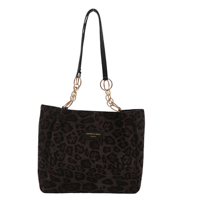 Women's Retro Frosted Large Capacity Leopard Print Shoulder Bags