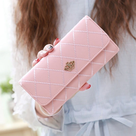 Women's Capacity Long Thin Fashion Mobile Rhombus Ladies Wallets