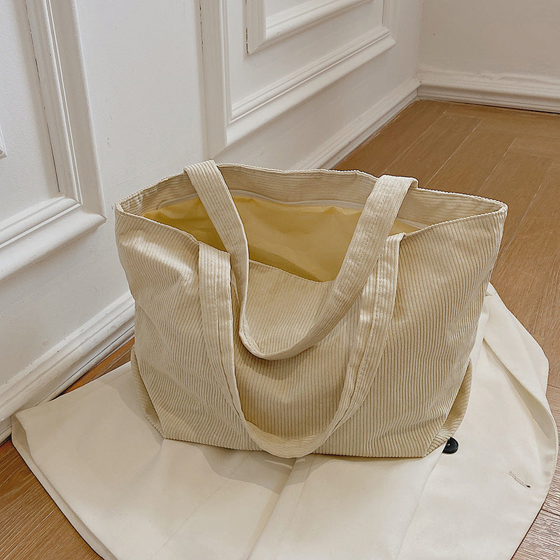 Corduroy Large Capacity Totes Class Unique Shoulder Bags