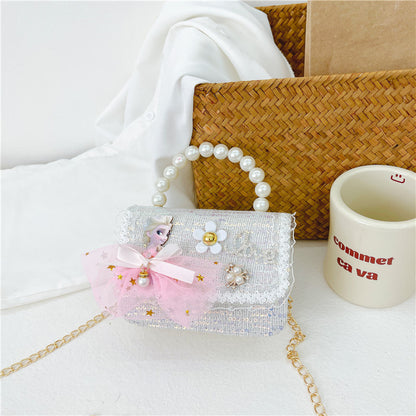 Children's Princess Style Chain Pearl Hand Trendy Children's Shoulder Bags