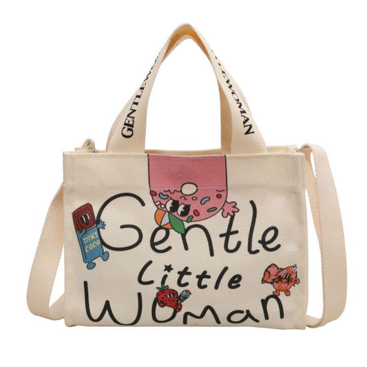 Women's Thailand Color Letter Canvas Texture Printed Crossbody Bags