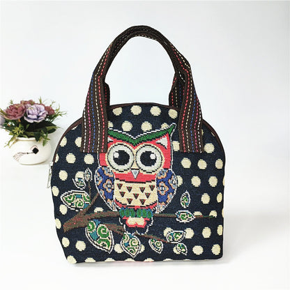 Canvas Embroidered Shell Shape Small Mobile Change Grocery Handbags