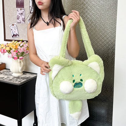 Cute Furry Cat Heart Fresh Versatile Large Shoulder Bags