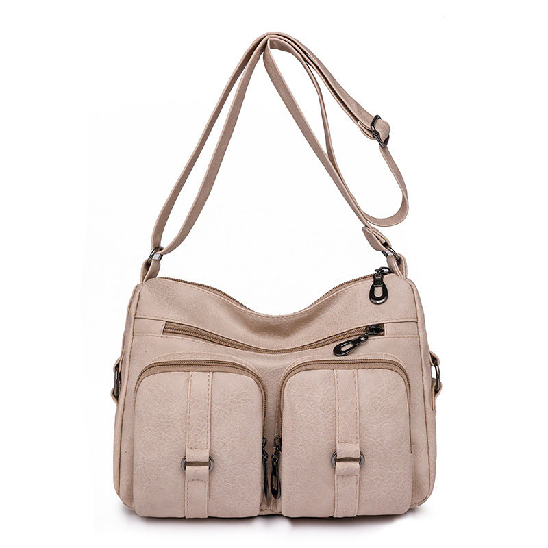 Women's Soft Leather Textured Fashion Simple Solid Color Trendy Crossbody Bags